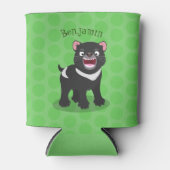 かわいい空腹タスマニア悪魔の漫画イラストレーション 缶クーラー (正面)