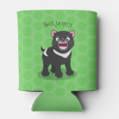 かわいい空腹タスマニア悪魔の漫画イラストレーション 缶クーラー (裏面)