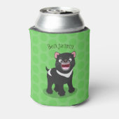 かわいい空腹タスマニア悪魔の漫画イラストレーション 缶クーラー (缶裏面)