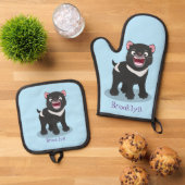 かわいい空腹タスマニア悪魔の漫画イラストレーション 鍋つかみ&鍋敷きセット (トップダウン)