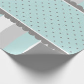 かわいい空色及び灰色のストライプおよび水玉模様 ラッピングペーパー (角)