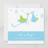 かわいい空色"それは男の子"のベビーシャワーです 招待状 (正面)