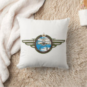 かわいい空軍パイロットおよび複葉機 クッション (ブランケット)