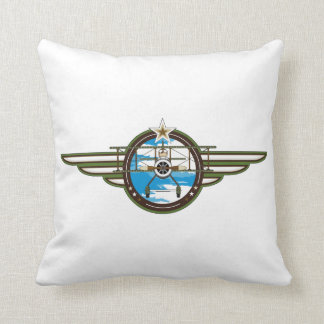 かわいい空軍パイロットおよび複葉機 クッション