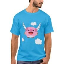 かわいい空飛ぶアニメ豚Tシャツ