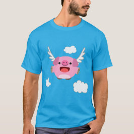 かわいい空飛ぶアニメ豚Tシャツ Tシャツ
