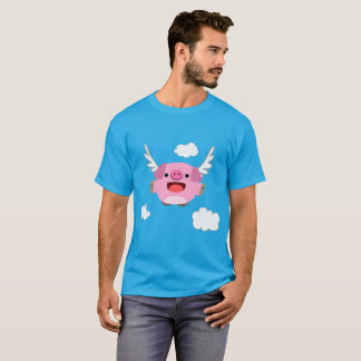 かわいい空飛ぶアニメ豚Tシャツ Tシャツ