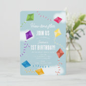 かわいい空飛ぶ凧 子供たち 時間が飛ぶ 誕生日 招待状 (スタンド正面)