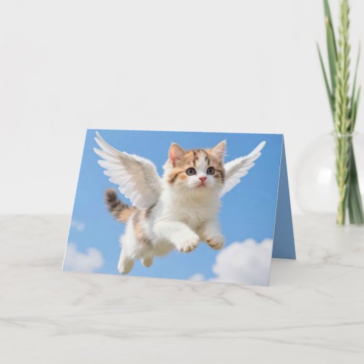 かわいい空飛ぶ子猫 カード (正面)