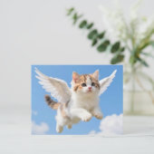 かわいい空飛ぶ子猫 ポストカード (スタンド正面)