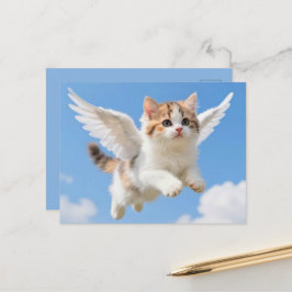 かわいい空飛ぶ子猫 ポストカード