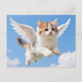 かわいい空飛ぶ子猫 ポストカード (正面)