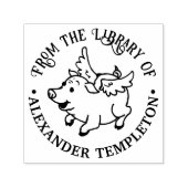 かわいい空飛ぶ豚の図書館の本の名前 セルフインキングスタンプ (デザイン)