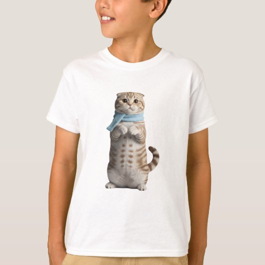 かわいい立っているマフラー猫の子供たち Tシャツ (正面)
