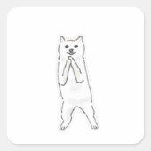 かわいい立つ犬の祈る仕草のシンプルなラインアート I スクエアシール (正面)