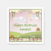 かわいい童話かぼちゃのキャリッジガールズ誕生日N スタンダードカクテルナプキン (正面)