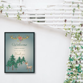 かわいい童話の森の鹿の動物の赤ちゃんシャワー ポスター