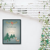 かわいい童話の森の鹿の動物の赤ちゃんシャワー ポスター