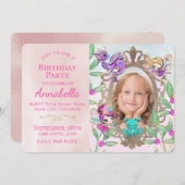 かわいい童話ガーデン妖精と鏡写真 招待状 (正面/裏面)