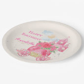 かわいい童話ピンクプリンセスパーティー ペーパープレート (アングル)