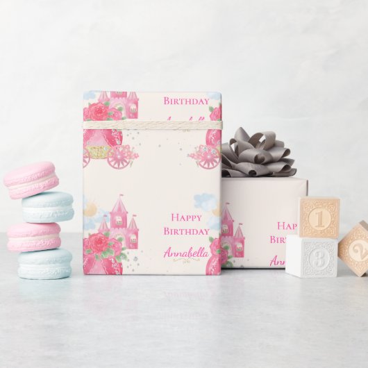 かわいい童話ピンクプリンセスパーティー ラッピングペーパー (ベビーシャワー)