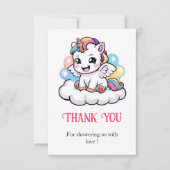 かわいい童話ユニコーン赤ちゃんシャワー サンキューカード (正面)
