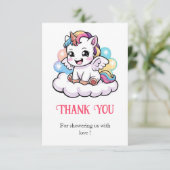 かわいい童話ユニコーン赤ちゃんシャワー サンキューカード (スタンド正面)