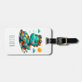 かわいい競走恐竜と車 ラゲッジタグ (正面横)