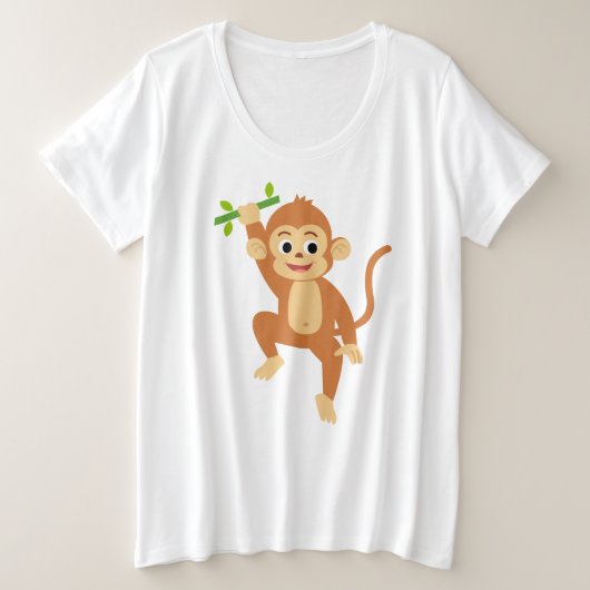かわいい竹と猿 プラスサイズTシャツ (デザイン正面)