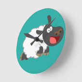 かわいい笑いを誘う漫画の羊 ラウンド壁時計 (傾斜)