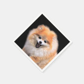 かわいい笑いポメラニア犬犬 スタンダードカクテルナプキン (角)
