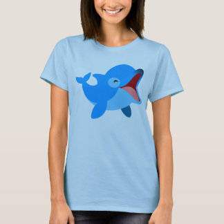 かわいい笑いマンガのイルカの女性Tシャツ Tシャツ