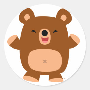 かわいい笑いマンガのクマのステッカー ラウンドシール
