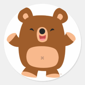かわいい笑いマンガのクマのステッカー ラウンドシール