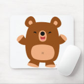 かわいい笑いマンガのクマの口 マウスパッド (マウス)