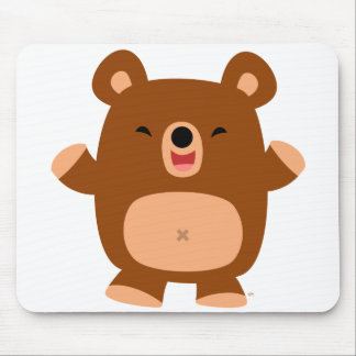 かわいい笑いマンガのクマの口 マウスパッド