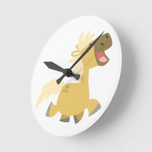 かわいい笑いマンガのポニーの壁時計 ラウンド壁時計 (傾斜)