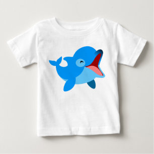 かわいい笑いマンガイルカベビーTシャツ ベビーTシャツ
