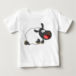 かわいい笑いマンガ羊のベビーTシャツ ベビーTシャツ