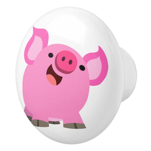 かわいい笑いマンガ豚 セラミックノブ (右)