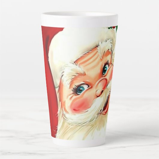 かわいい笑いヴィンテージサンタ カフェラテマグ (正面)