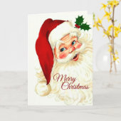 かわいい笑いヴィンテージサンタ カード (黄色い花)