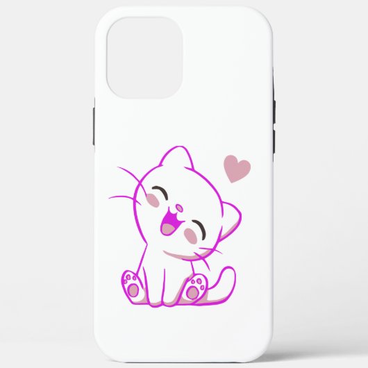 かわいい笑い小さな明るい赤紫色子猫 Case-Mate iPhoneケース (裏面)