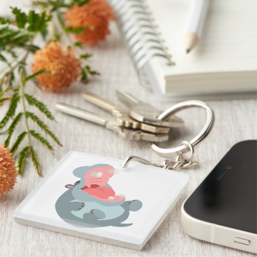 かわいい笑い漫画ヒッポアクリルキーチェーン キーホルダー (正面右)