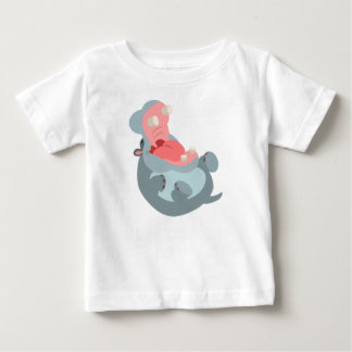 かわいい笑い漫画ヒッポベビーTシャツ ベビーTシャツ