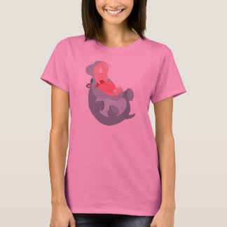 かわいい笑い漫画ヒッポ女性Tシャツ Tシャツ