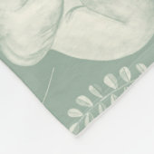 かわいい笑うゾウのクリームとセージのグリーン フリースブランケット (角)