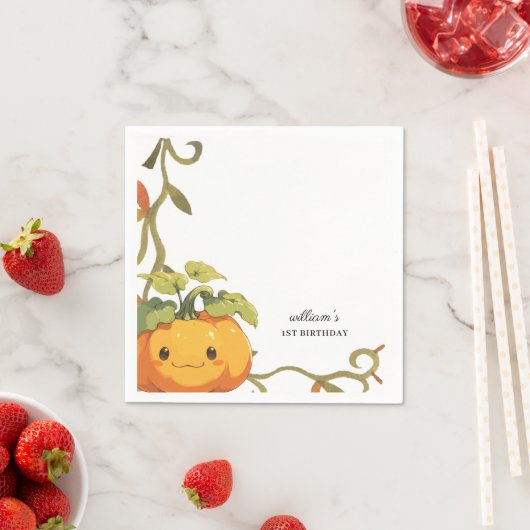 かわいい笑顔かぼちゃランド誕生日 スタンダードカクテルナプキン (インサイチュ)