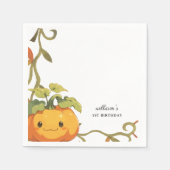 かわいい笑顔かぼちゃランド誕生日 スタンダードカクテルナプキン (正面)