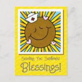 かわいい笑顔のひまわり看護師が早く回復してね ポストカード (正面)